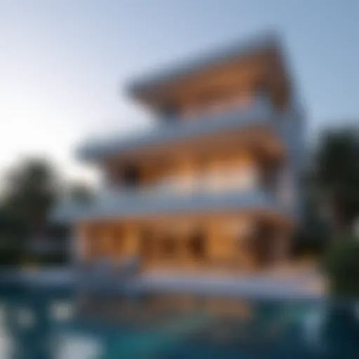 Stunning exterior view of Bulgari Residence Dubai showcasing its unique architectural design