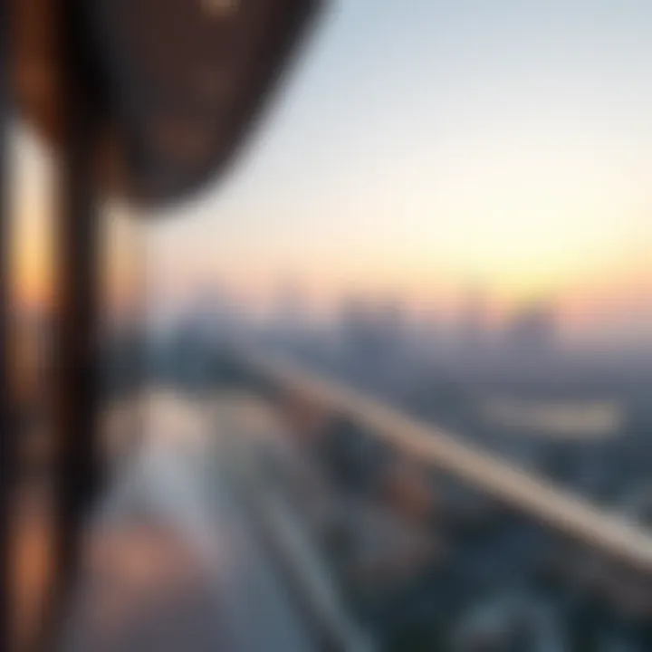 Panoramic view from a Bulgari Residence balcony overlooking the Dubai skyline
