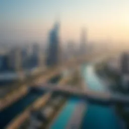 Aerial view of Dubai showcasing modern urban architecture