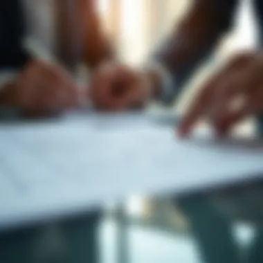 Verifying Property Ownership Documents A person examining property documents with focus