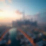 Aerial view of iconic Dubai skyline showcasing modern architecture