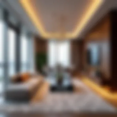 Interior Design of Damac Voleo The luxurious interior of a model apartment in Damac Voleo highlighting modern design elements.