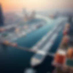 Aerial view of Deira Creek Harbour showcasing its waterfront