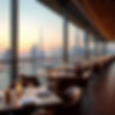 Luxurious Dining with a View Luxurious dining setting overlooking the Dubai skyline