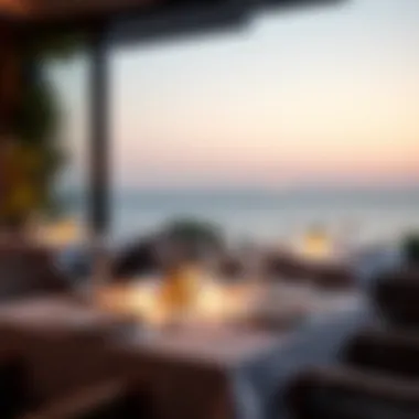 A table set for dinner with a panoramic sea view