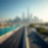 A panoramic view of Sheikh Mohammed Bin Zayed Road showcasing the skyline of Dubai