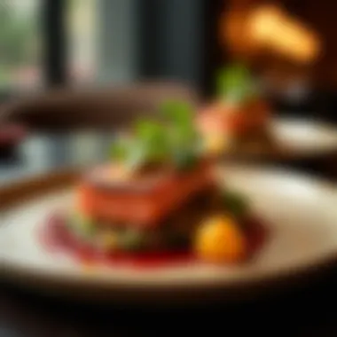 Culinary Artistry at برج العرب A beautifully plated dish from برج العرب, highlighting the fusion of flavors and culinary artistry.
