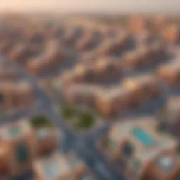 Aerial view of Al Ruwayyah showcasing its urban development