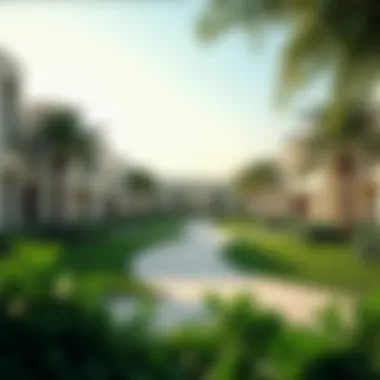 Serene Landscape of Khawaneej A serene landscape of Khawaneej showcasing lush greenery and modern architecture.
