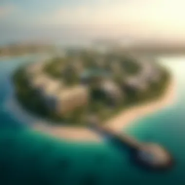 Luxurious Properties of Mouline Palm Dubai Aerial view of Mouline Palm Dubai showcasing its luxurious properties
