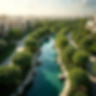 Aerial View of Riverland Parks Aerial view of Riverland Parks showcasing its lush greenery and unique design elements.