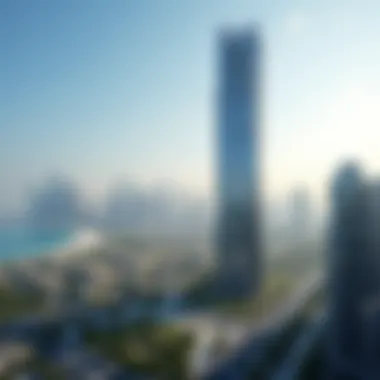 Single Business Tower Overlooking Dubai Skyline Stunning view of the Single Business Tower against the Dubai skyline