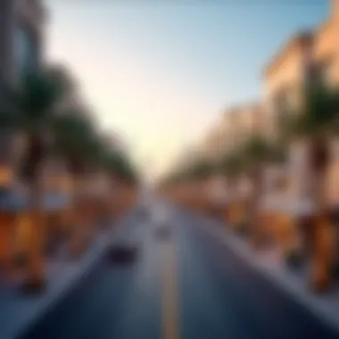 A Vibrant Overview of Zayed First Street A panoramic view of Zayed First Street showcasing its bustling atmosphere.