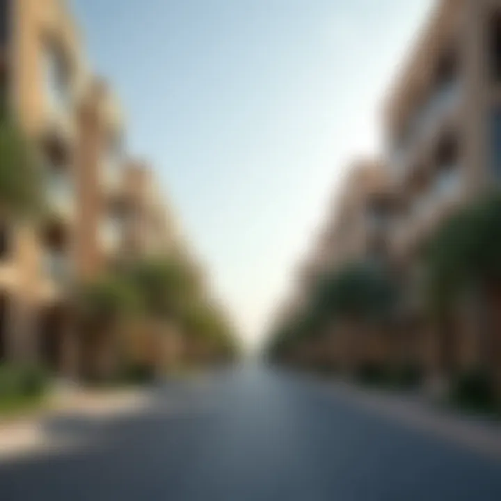 Residential and commercial properties along Zayed First Street indicating investment opportunities.