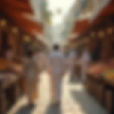 Cultural Fusion in Dubai A blend of traditional and modern cultural elements in a Dubai market