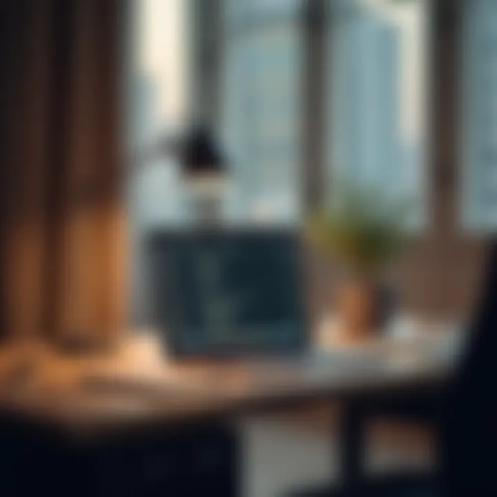 A desk with a laptop, showcasing a freelance work setup