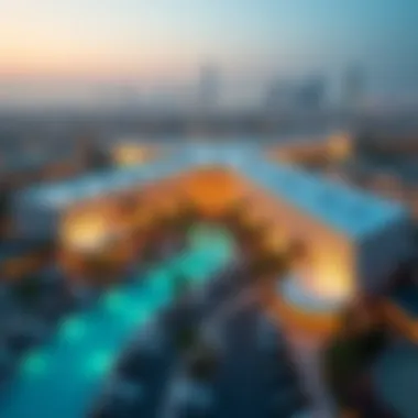Aerial Overview of Parking Facilities at Dubai Marina Mall Aerial view of Dubai Marina Mall's parking facilities