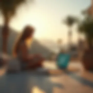 Embracing the Digital Nomad Lifestyle Visual representation of digital nomad lifestyle in a picturesque setting
