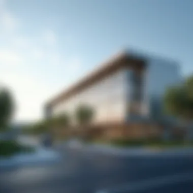Modern Architecture of Saudi German Hospital Exterior view of Saudi German Hospital in Dubai showcasing modern architecture