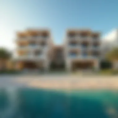 Stunning Facade of Yas Beach Residences Luxurious exterior view of Yas Beach Residences